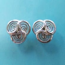 Vintage Jewelry 西洋古董飾品 TRIFARI 銀色調 圈炫渦 夾式耳環