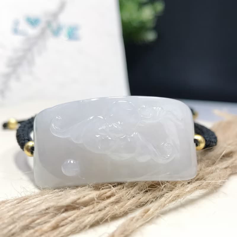 冰種翡翠福牌編織手鍊 | 天然緬甸A貨翡翠 | 送禮
