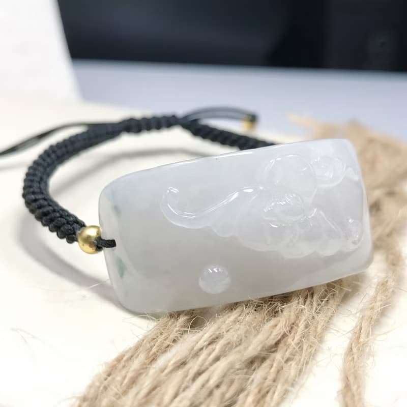 冰種翡翠福牌編織手鍊 | 天然緬甸A貨翡翠 | 送禮