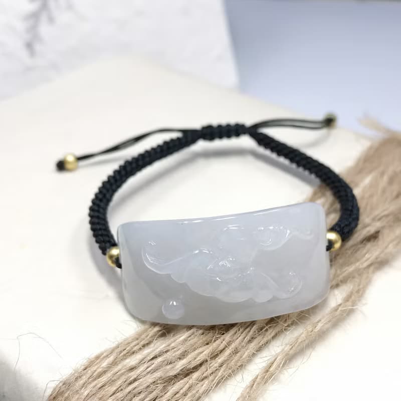 冰種翡翠福牌編織手鍊 | 天然緬甸A貨翡翠 | 送禮