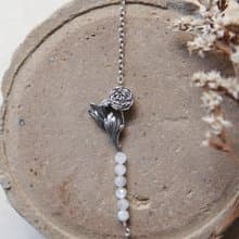 純銀陸蓮白月光石 鋯石 手鍊