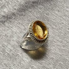 天然 黃水晶 戒指 尼泊爾 手工製 925純銀