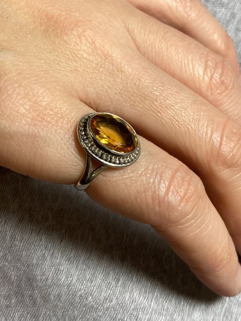 天然 黃水晶 戒指 尼泊爾 手工製 925純銀