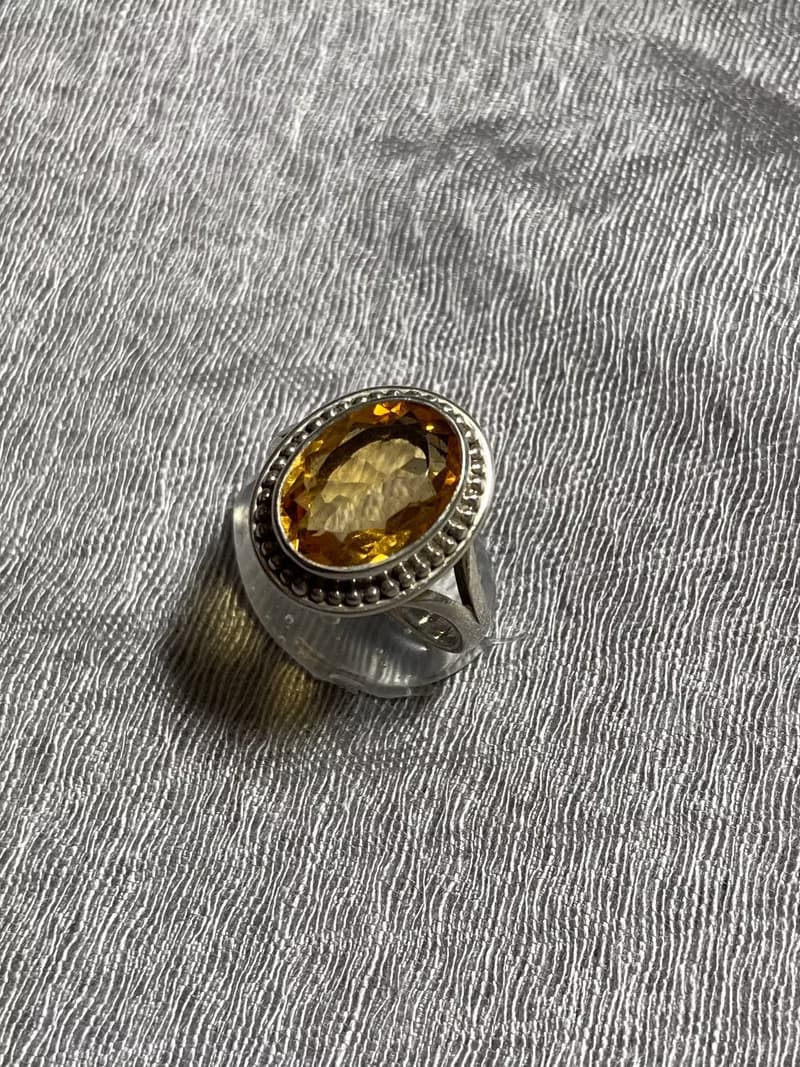 天然 黃水晶 戒指 尼泊爾 手工製 925純銀