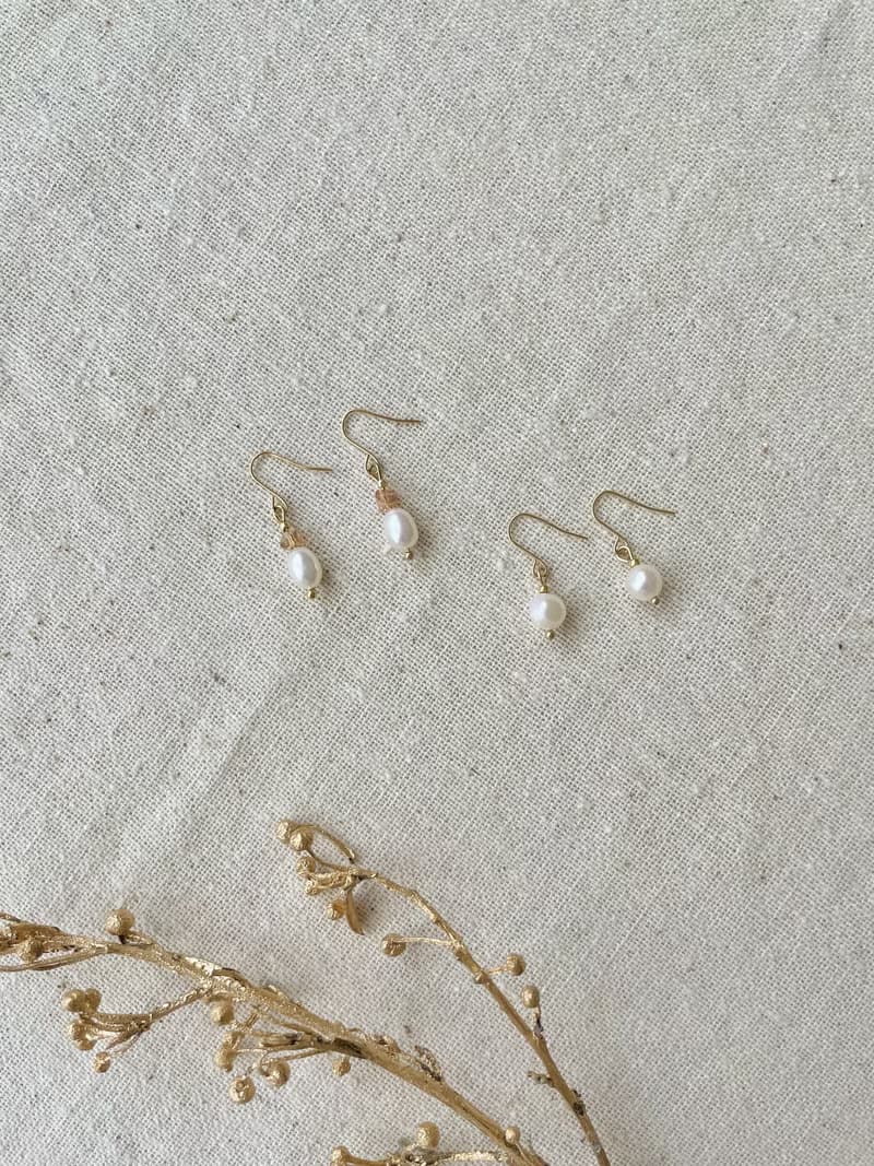 天然淡水珍珠 迷你小圓珍珠耳針 純K金耳針
