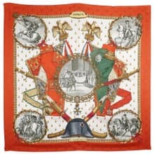 【日本直送】エルメス HERMES カレ90 スカーフ NAPOLEON ナポレオン シルク 白/オレンジ レディース【中古】