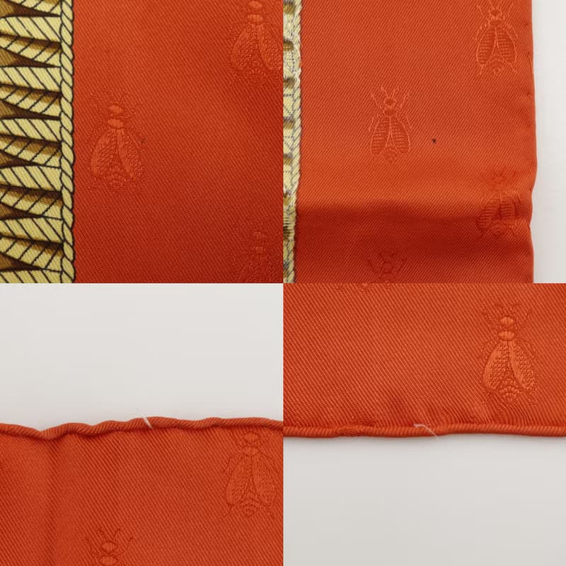 【日本直送】エルメス HERMES カレ90 スカーフ NAPOLEON ナポレオン シルク 白/オレンジ レディース【中古】