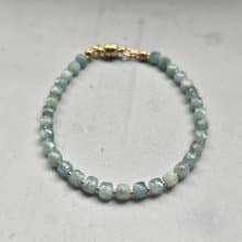 ブルーグリーンカイヤナイト 天然石ブレスレット　医療用ステンレス　マグネット式　高品質