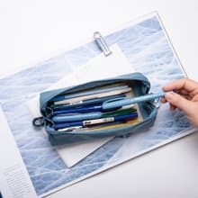 Pouch+ 防潑水收納筆袋 復古純色 大開口 大容量 牛仔藍