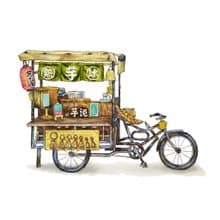 台灣古早挫冰芋圓餐車-藝術微噴懷舊海報