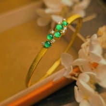 招財•健康•活力•高貴|放光冰玻陽綠|A貨翡翠純銀多顆手鐲鏈