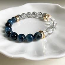 10mm魔鬼海藍寶 白水晶 黑髮晶手鍊 增強口才自信專注力及領導力