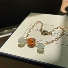 琪花//天然翡翠A貨 白翡 紅翡 美國14KGF配飾 手鍊