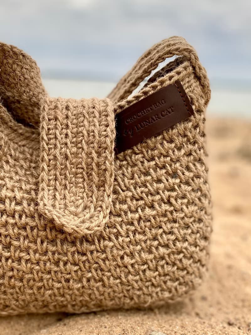 Crochet Crossbody Jute Bag, Crochet Jute Purse, Reusable Bag