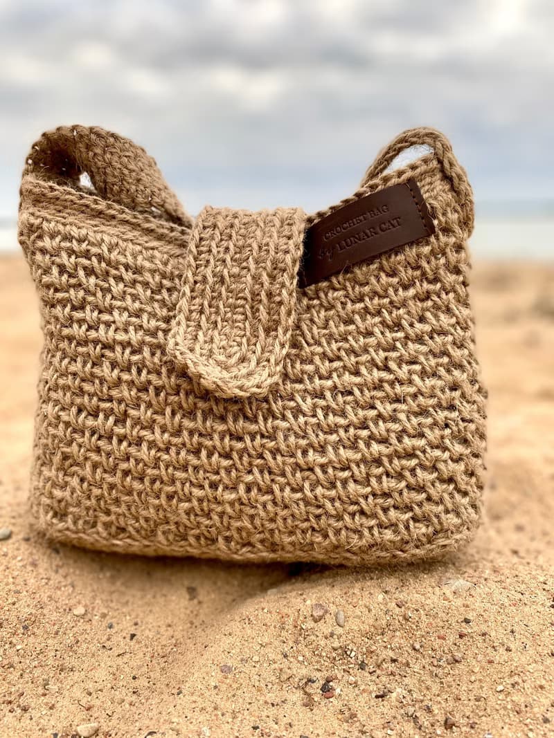 Crochet Crossbody Jute Bag, Crochet Jute Purse, Reusable Bag