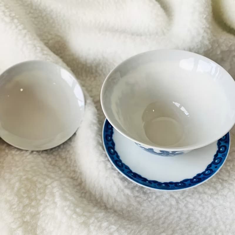 中國 青花瓷手繪八吉祥蓋杯組│祥瑞福德 圓滿無量