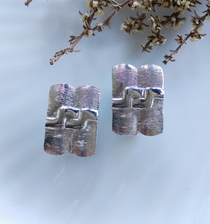 Vintage Jewelry 西洋古董飾品 銀色調 前衛世代 夾式耳環