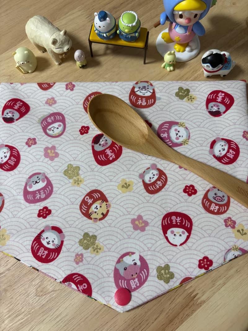 文青風環保純棉筷袋 卡哇伊福氣玩偶 原胚粉白 12生肖 吉祥帶財