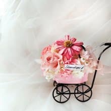 獨家!Sheer Whisper絮語藏花永生花嬰兒車小桌花/彌月禮/新婚賀禮
