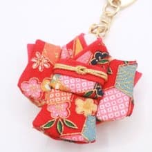 【和服鑰匙圈】紅色和風縮緬布可愛吊飾 日本手工製作