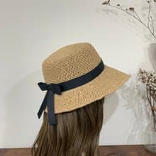 手作。夏天平頂帽/前長後短夏天草帽。。精緻。小麥色。日本線材