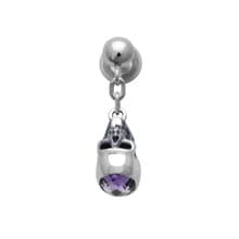 スカル/シルバー925 ピアス/紫/片耳用/シンプル/シルバーアクセサリー メンズ/男性プレゼント/pe73