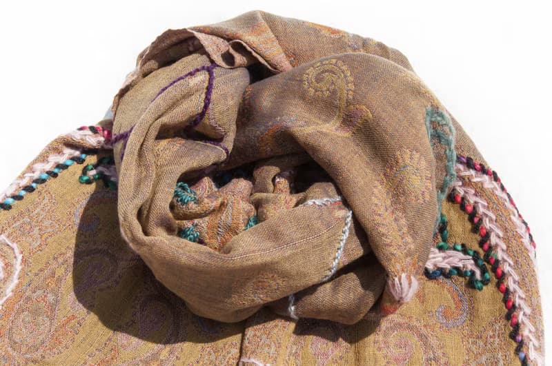 羊絨毯 刺繡毛毯 羊毛蓋毯 保暖披肩 露營毛毯 水煮羊毛披肩/針織圍巾/刺繡圍巾/羊絨披巾/喀什米爾Cashmere-花