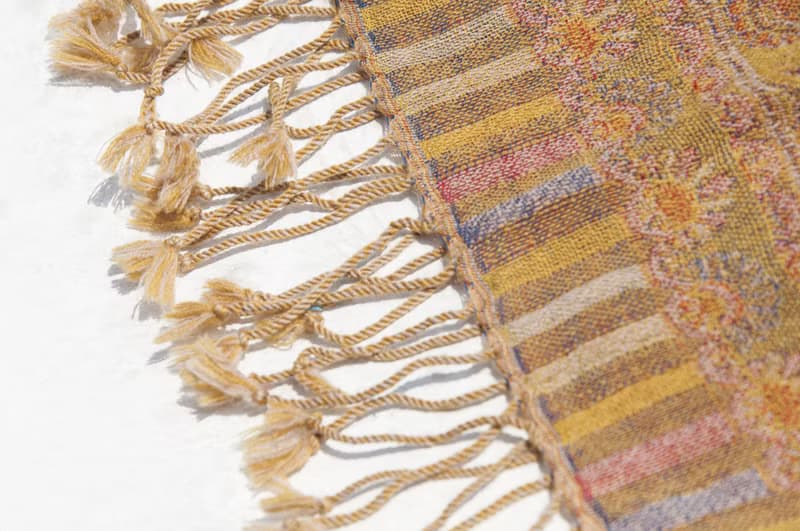 羊絨毯 刺繡毛毯 羊毛蓋毯 保暖披肩 露營毛毯 水煮羊毛披肩/針織圍巾/刺繡圍巾/羊絨披巾/喀什米爾Cashmere-花