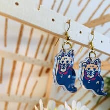 20s飄洋過海-富士山招財貓-插畫壓克力造型耳環