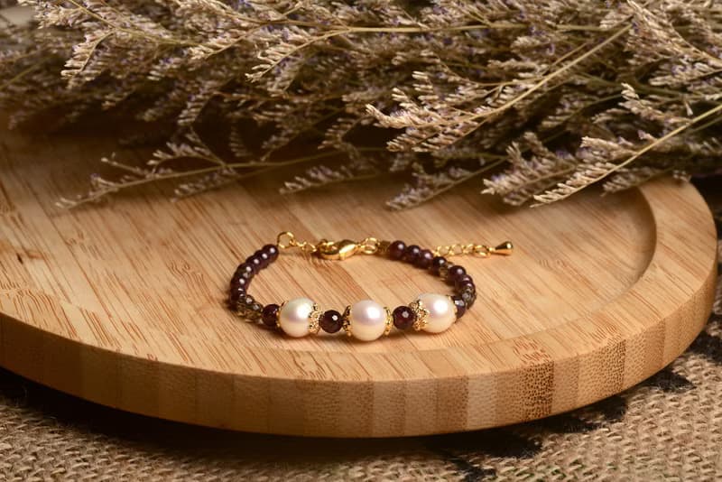 【神山晶礦】珍珠石榴茶晶手串/珍珠/石榴/茶晶