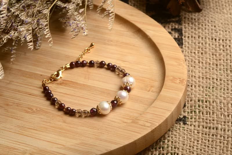 【神山晶礦】珍珠石榴茶晶手串/珍珠/石榴/茶晶