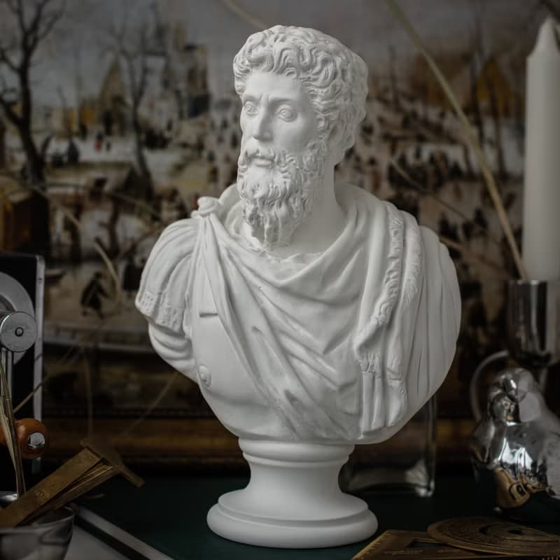 Plaster bust of a Roman Emperor Marcus Aurelius