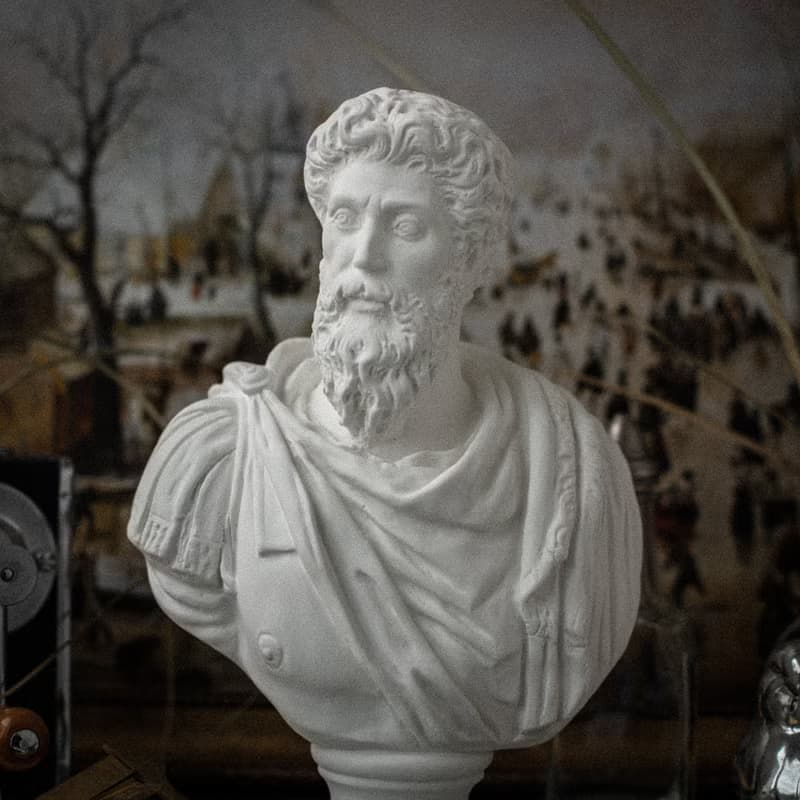 Plaster bust of a Roman Emperor Marcus Aurelius