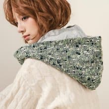 AMBER 系列 - 琥光* 綠色 混織毛料 圍巾 連帽圍巾