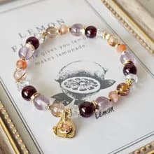 焰曜之環-五行屬火手鍊/紫牙烏紅石榴/紅銅鈦晶/太陽石/紫水晶/