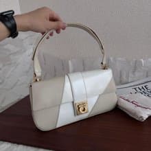 中古包 Ferragamo 菲拉格慕 奶油白拼色 Box Leather 法棍包