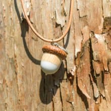 擴香項鍊 秋季霧面白樹脂栓木橡果