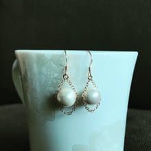 イヤリング&ピアス・一粒貝パールとチェーンのピアス・TrinityPr03