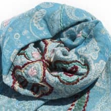 羊絨毯刺繡羊毛披肩/針織圍巾/刺繡圍巾/羊絨披巾/喀什米爾Cashmere 聖誕禮物 情人節禮物 交換禮物 生日禮物-花