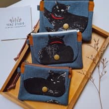 【掌心包系列】日本厭世黑貓 拉鍊零錢包