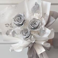 莫蘭灰 三朵玫瑰永生花束
