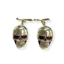 Gothic Style Skull with Ruby Cufflinks 925 Sterling Silver Mens Fathers Day Gift