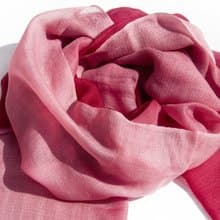 喀什米爾Cashmere/羊絨圍巾/純羊毛圍巾披巾/戒指絨披肩-漸層紅色
