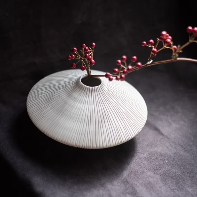 霧的原貌 碟型花器 - 大 - 手拉坏 手作陶器