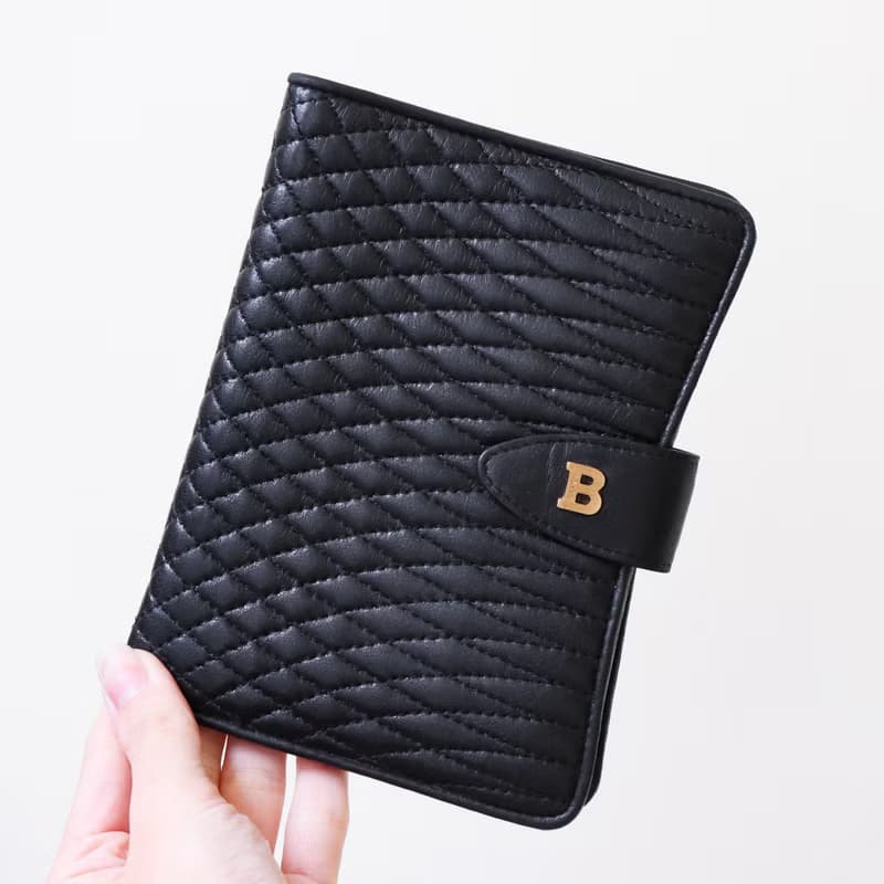 Vintage Bally 黑色絎縫小羊皮中夾