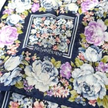Yves Saint Laurent Vintage Scarf - Midnight Blue Floral Garden 18 x 18 inches