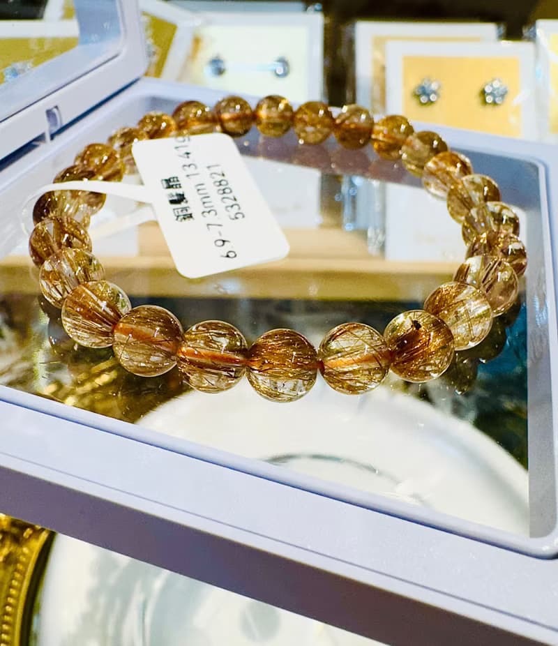 玻璃輕透料金閃閃銅髮6.9-7.3mm13.41g辟邪擋煞逢凶化吉化解濁氣