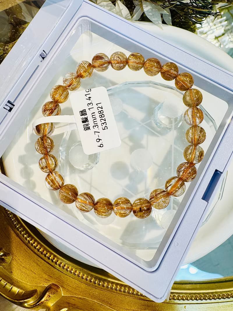 玻璃輕透料金閃閃銅髮6.9-7.3mm13.41g辟邪擋煞逢凶化吉化解濁氣