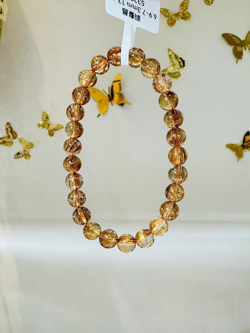 玻璃輕透料金閃閃銅髮6.9-7.3mm13.41g辟邪擋煞逢凶化吉化解濁氣