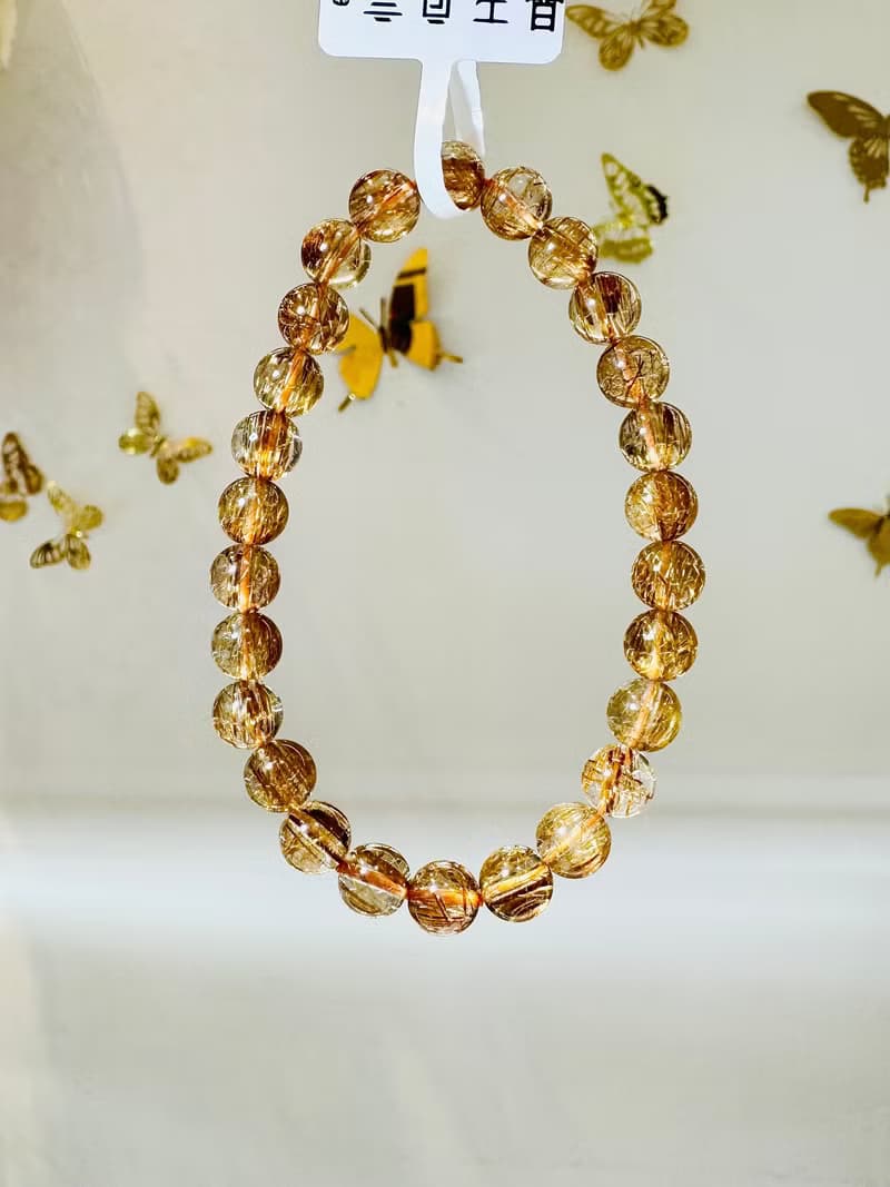 玻璃輕透料金閃閃銅髮6.9-7.3mm13.41g辟邪擋煞逢凶化吉化解濁氣